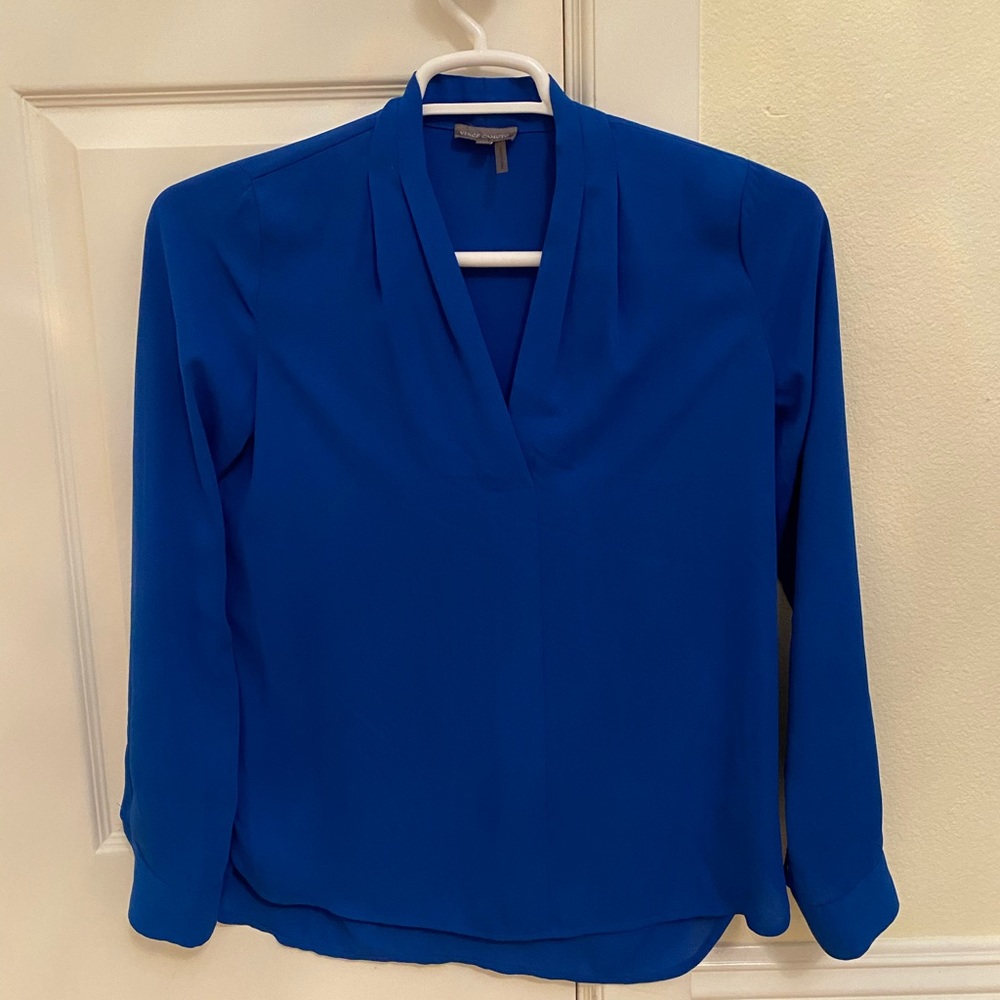 Vince Camuto royal blue long sleeve blouse